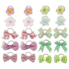 20 Pieces Cute Hair Ropes Bow Flower Hair Ropes Girls Hair Ropes Hair Accessories Elastic Hair Ropes