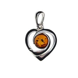 Artisana-Schmuck Amber Heart Pendant 925/000 Sterling Silver, 925/000 sterling silver Baltic Amber, Amber