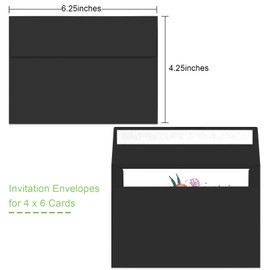 70 Packs A4 Envelope, Black A4 Envelopes, 4x6 Photo Envelopes for Invitations, Envelopes Self Seal for Weddings, Baby Shower, Photos, Postcards, Greeting Cards, Mailing