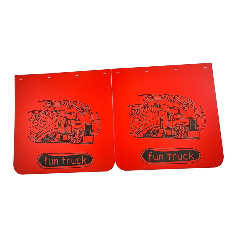 BST BSSP 2PCS Universal Red Mud Flaps 24"x24", Straight Heavy