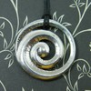 Handmade Pewter New Zealand Maori Spiral Pendant on Waxed Cord