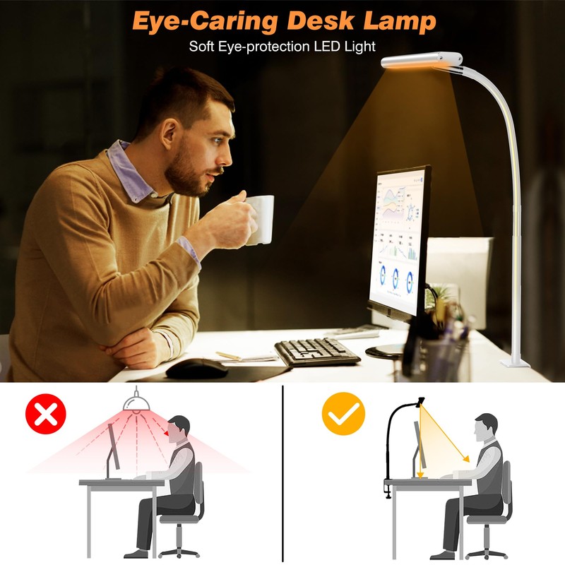 Airlonv LED Desk Lamp for Office Home, Eye-Caring Desk Light