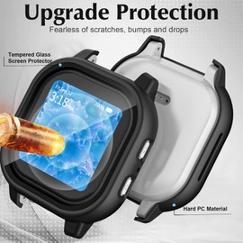 2 Pack Protective Case Compatible with Gabb Watch Screen Protector, Hard PC Bumper Cover Built-in Tempered Glass Compatible for Gabb Kids Watch 2/1 Accessories（NOT Compatible for Gabb Watch 3/3e）