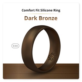 Knot Theory Dark Bronze Silicone Ring for Men Women - Breathable Comfort Fit 6mm Wedding Band Size 14