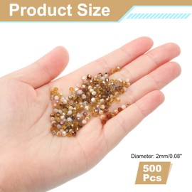 sourcing map 500Pcs Glass Crystal Beads, 2mm Bicone Crystal Bead Loose Rondelle Shaped Faceted Bead for Bracelets Necklaces Earrings Keychains DIY, Brown