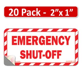 Littversions Bulk Small 2" x 1" EMERGENCY SHUT-OFF Fuel Switch Warning Safety Labels Decal Danger Sign Sticker Electrical Panel Heavy Duty Vinyl Waterproof (20 Pack - White)