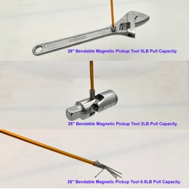 VASTOOLS Flexible Magnetic Pickup Tool Set,3 Pack, 4mm Magnet,7mm Magnet Magnet Stick, 26" Bendable Extension Magnetic Pickup 0.5lb, 2lb, 5lb