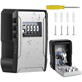 Wall Mounted Key Safe with Combination Code, Weatherproof Key Safe Outdoor 4 Digit, Robust Key Cabinet, Combination Lock, Key Box with Code, Key Safe, Lock Box for Home, Garages, Offices, Warehouses