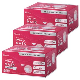 Iris Ohyama PN-NV40S Pleated Mask, 40 Pieces x 3 Box Set, Small