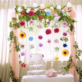 Flower Garland Spring Flower Party Banner Paper Hanging Wildflower Garlands Wildflower Party Decorations for Wall Birthday Spring Garden Wedding Backdrop Indoor Outdoor Decor