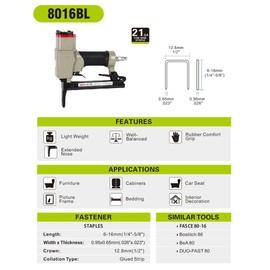 meite 8016BL Upholstery Stapler -21 Gauge 1/2-Inch Crown 1/4-Inch to 5/8-Inch Long Nose Stapler Fine Wire Stapler