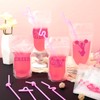 Willinglong 24 Pcs Cheerleading Drink Pouches with Straws Cheerleading Party
