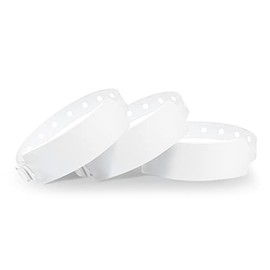Wristall White Plastic Wristbands 100 Pack - Colored Wristbands for Events, Vinyl Wrist Bands of Party
