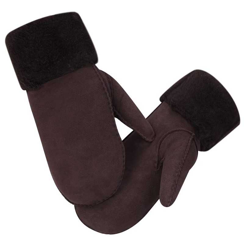 Harssidanzar Winter Mitten Gloves,Mens Sheepskin Shearling Heated Warm Furry Cuff