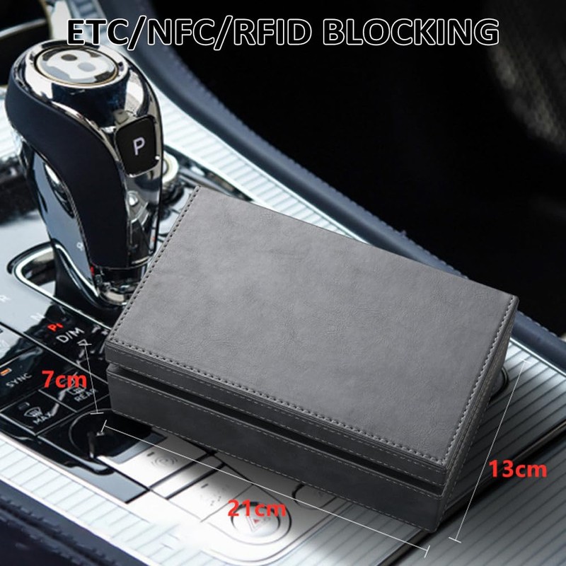 Shkalacar Car Key Faraday Box, Leather RFID Key Box with