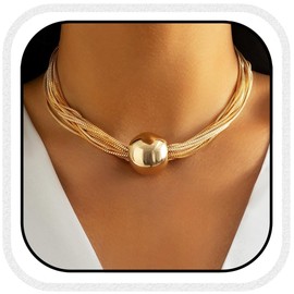 Atigy Gold Chunky Necklace Choker Punk Necklaces Thick Statement Necklace Jewelry for Women (Gold)