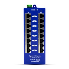 PoE Texas GPOE-8B - 8 Port Gigabit Passive Mode B Power Over Ethernet Injector for Ubiquiti, Mikrotik & More - Add PoE to Non-PoE Switch - 24v, 48v or 56v Power Supply Sold Separately