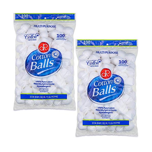 DecorRack 200 Cotton Balls, 100% Natural Cotton Balls for Make-Up,