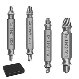 Set of 4 Damaged Screw Extractor Set, Screw Remover and Extractor Bit Set, Stripped Screw Extractor, for Damaged Broken Stripped Screws