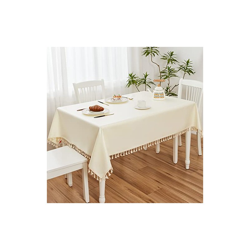 Kithing Rectangular table cloth，TPU coated Cloth art tablecloth，waterproof Tassel tablecloth