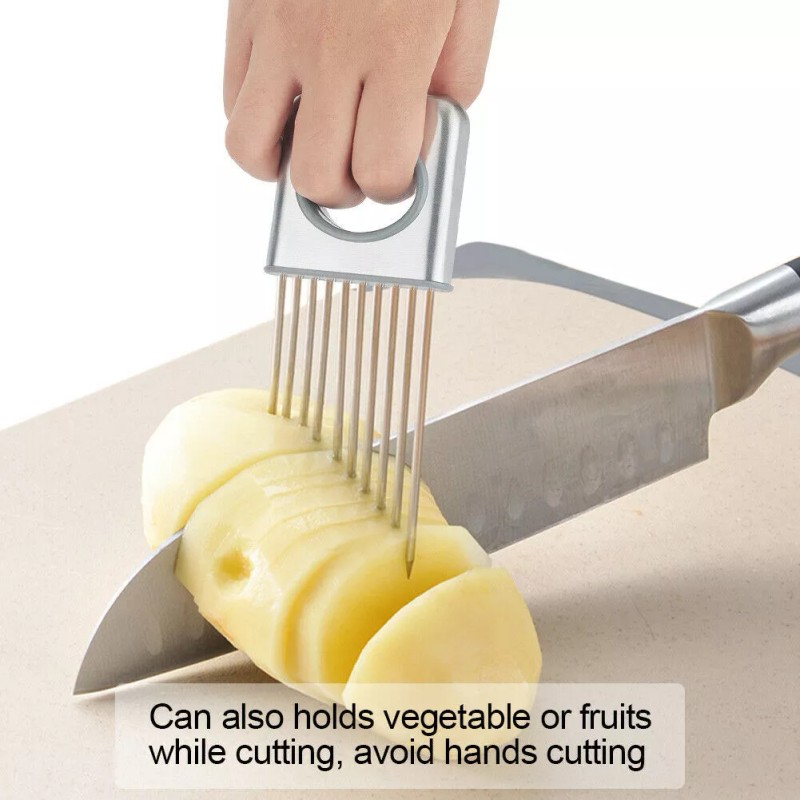 Kitchen Onion Holder for Slicing Stainless Steel Vegetable Potato Cutter