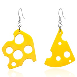 CWVHQ Cheese Dangle Earrings Sweet Cheese Yellow Asymmetrical Hollow Biscuit Cheesecake Lightweight Dangle Drop Statement Earrings for Women (cheese)