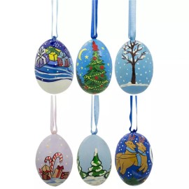 BESTPYSANKY Set of 6 Santa Claus Wooden Christmas Ornaments 3 Inches