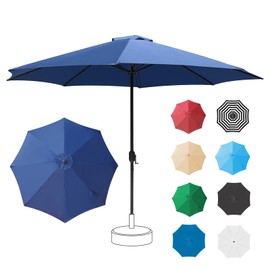 Mansader 11FT Patio Umbrella Outdoor Table Market Umbrella with 8 Sturdy Ribs, UV Protection Waterproof Rust Fade Resistant for Garden, Deck, Backyard, Pool,Commercial Street (Navy Blue)