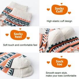 ICEIVY Socks For Women Wool Winter Warm Thick Thermal Casual Comfy Crew Vintage Fuzzy Socks Gifts for Women