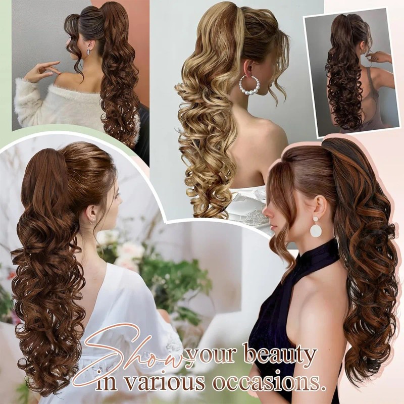 Extensiones Cabello Natural Clip Ondulado Coleta De Cabello