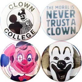 Clowns 4 2.25" inch (57mm) pins button badge circus scary clown bozo gacy