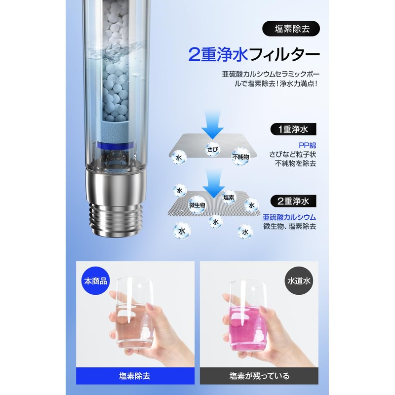 Shower Head (Increases Water Pressure), Fine Bubble, Water Saving 80%,