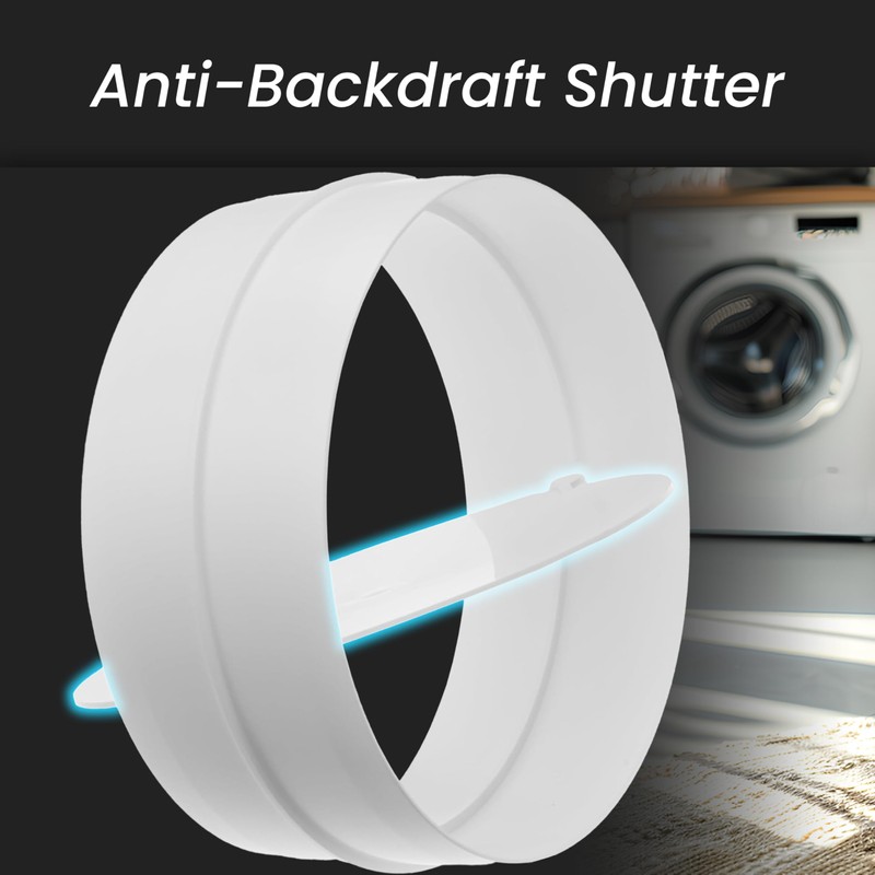 6" Inch Duct Backdraft Blocker - Pipe Connector with Backdraught