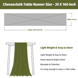 Nialnant Grass Green Cheesecloth Table Runner,13Ft Long Gauze Table Runners,Spring Table Runner for Woodland Birthday Party,St Patrick's Day Decorations