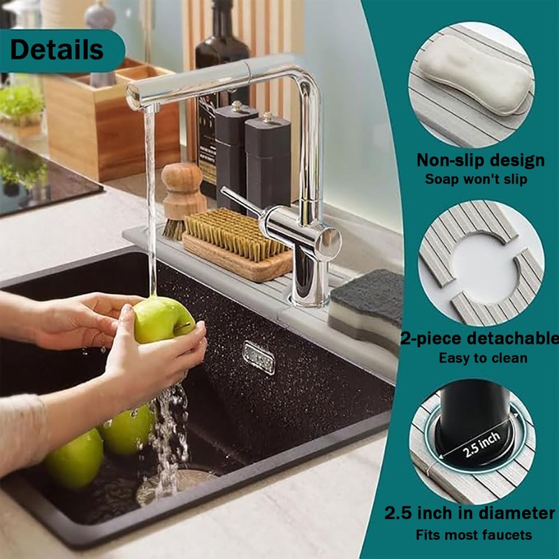24 in Faucet Mat for Kitchen Sink, Quick Drying Faucet