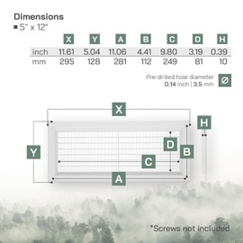 Vent Systems 3" x 10" Inch (Opening Dimensions) White Plastic Air Vent Cover - Rectangular Return Grille with Built-in Mesh Screen - HVAC Ventilation Grill for Home Improvement - Indoor, Outdoor Use