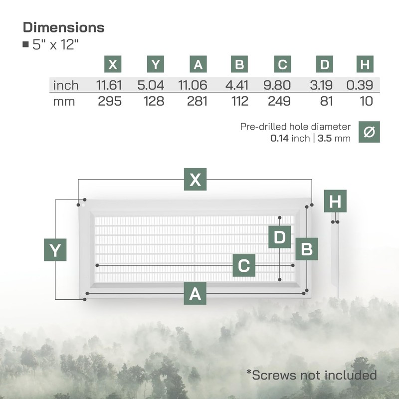Vent Systems 3" x 10" Inch (Opening Dimensions) White Plastic