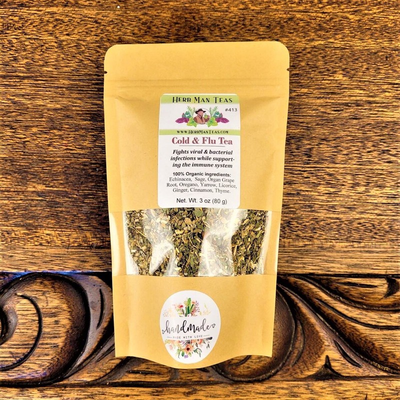 HERB MAN TEAS FLU COUGH COLD TEA proven to fight