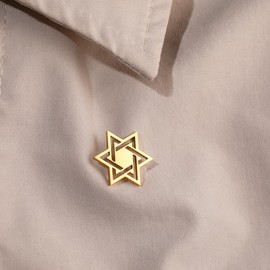 Stainless Steel Fashion Brooch David Star Pin for Men Women Lapel Spurs Collar Pins Badge (steel 3)