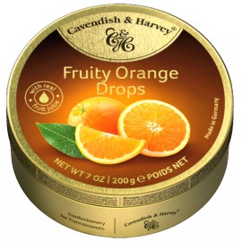 CAVENDISH & HARVEY Fruity Orange Drops Hard Candy 7 oz 200 g SEALED TIN Germany