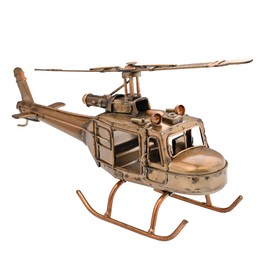 Harvey Makin - Metal Vintage Rustic Helicopter Ornament - Military Aviation Inspired Vehicle Figurine for Gifting And Homeware - Living Room, Bedroom, Man Cave Home Decor - H: 12cm x W: 7cm.