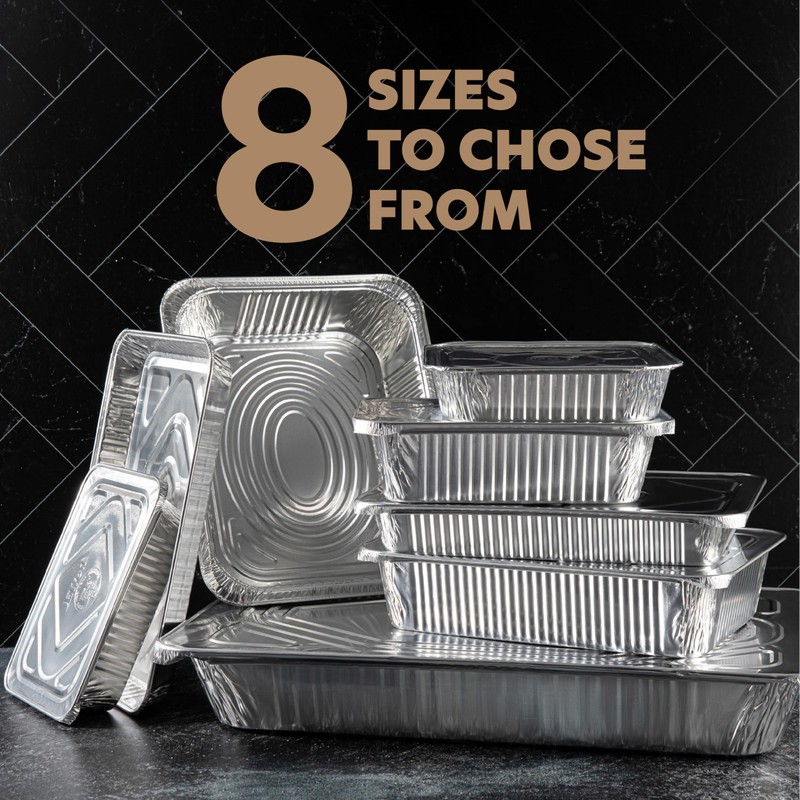 PLASTICPRO 10 Pack 8 Inch Square Aluminum Pans with Lids