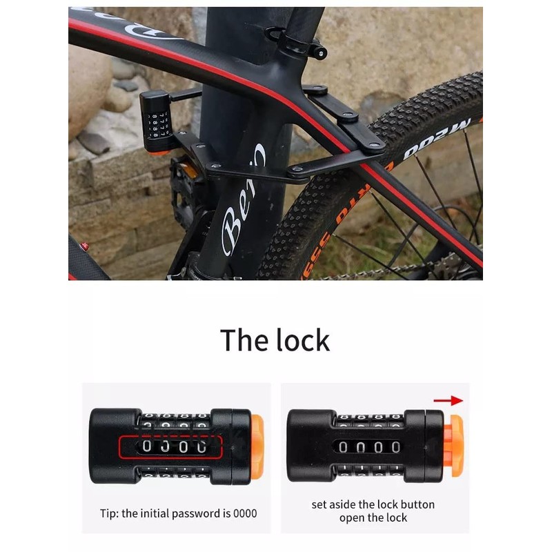 Foldable Bike Password Lock, 4-Digit Combination Folding Chain Lock with