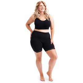 All Woman Plus Size Anti Chafing Knickers With Soft Lace Trim (Black UK18/22) SINGLE PAIR