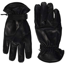 Motorcycle Gloves Leather Retro Old School Cafe Racer Chopper Black (L)