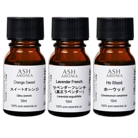 ASH Essential Oil, 3 fl oz (10 ml) x 3 Piece Set [Aroma Oil Essential Oil] (Relaxed), Genuine Lavender, Sweet Orange, Holwood, Certified Essential Oil Complies with AEAJ Labeling Standards