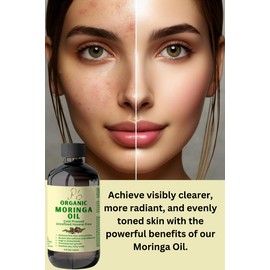 100% Pure Aceite Orgánico de Moringa para Cuidado Facial, Capilar y Dérmico 4 fl oz