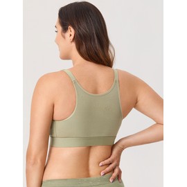 Gratlin Women's Plus Size Nursing Bra Support Nursing Sports Bra Cotton Breastfeeding Maternity Bras Grey Olive Medium