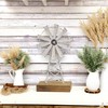 TenFuju Farmhouse Windmill Table Decor - Rustic White Distressed Metal