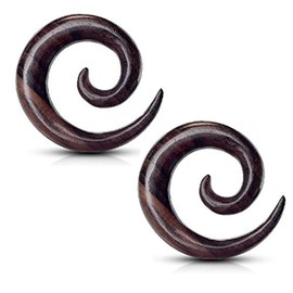 Pierced Owl Organic Sono Wood Spiral Tapered Hanger Ear Plugs, Sold as a Pair (10mm (00GA))
